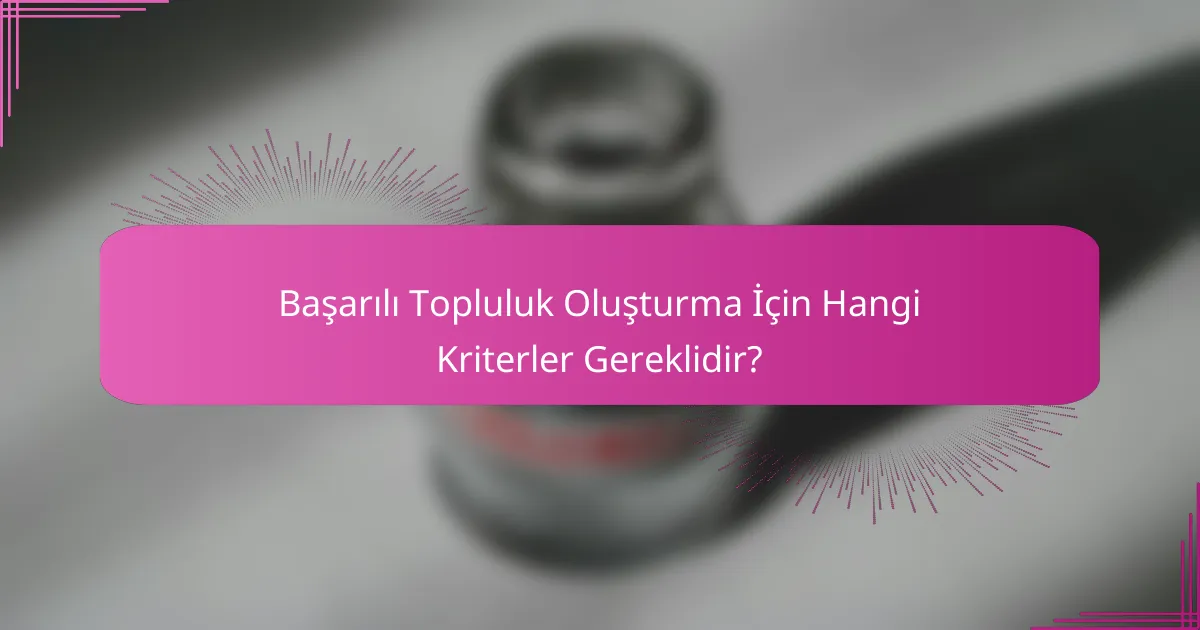 Başarılı Topluluk Oluşturma İçin Hangi Kriterler Gereklidir?