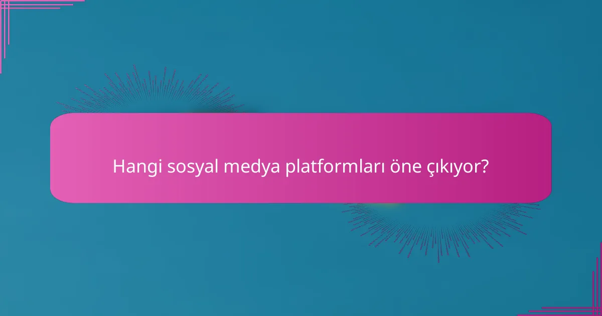 Hangi sosyal medya platformları öne çıkıyor?