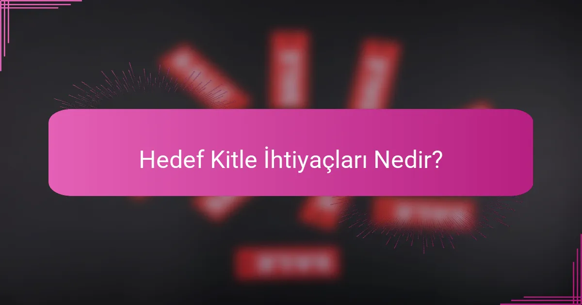 Hedef Kitle İhtiyaçları Nedir?