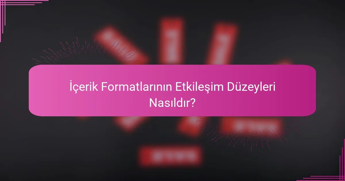 İçerik Formatlarının Etkileşim Düzeyleri Nasıldır?